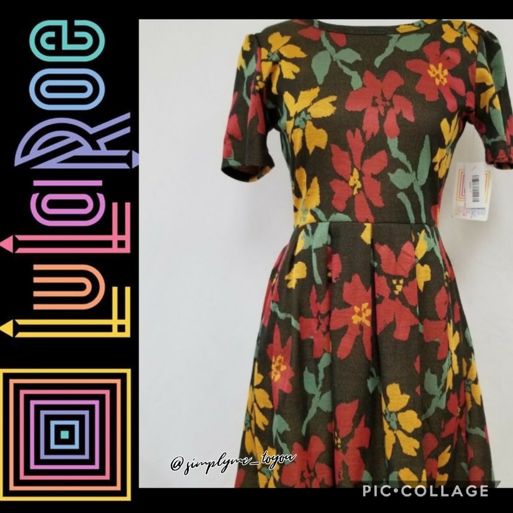 LULAROE Amelia XS Fall Leaves Print Dress NWT